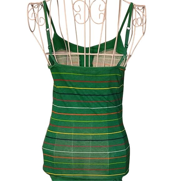 Vintage Y2K Green Striped Tank Top Derek Heart size Medium - Picture 3 of 5